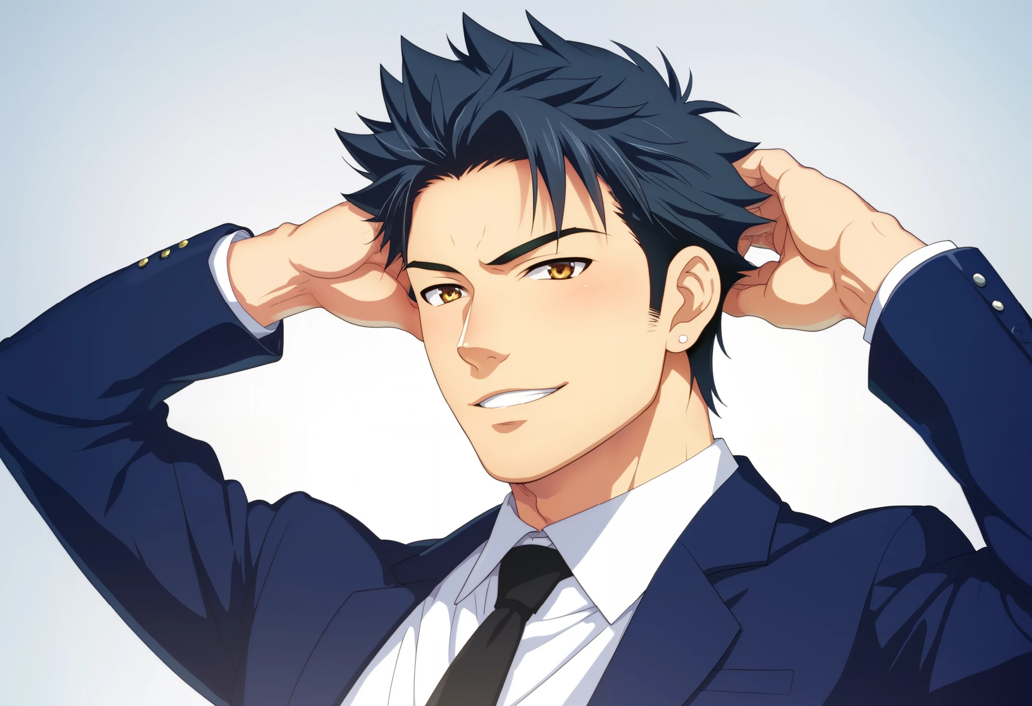 A man in a suit and tie is posing for a photo, saito takao, Takahashi Hiroyuki Mitsume , Haruhiko Mikimoto, Tetsuya Ichida, Tatsuya Endo, Takashi Takeuchi , That's amazing , Hiromasa Ogura, Nishihara Isao, Fujiwara Takumi