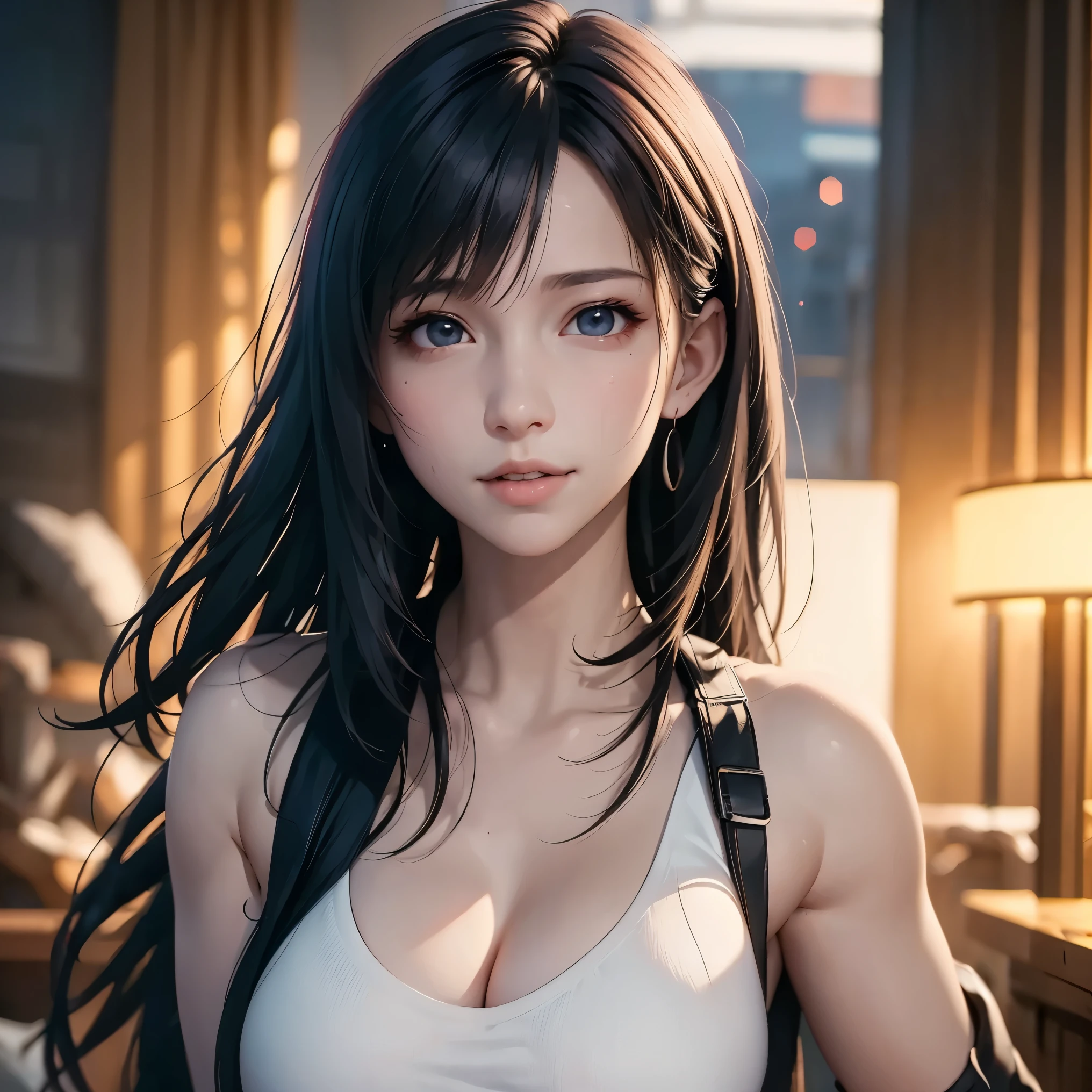 (masterpiece, best quality) <lora:epi_noiseoffset2:1> <lora:add_detail:0.7> <lora:TifaFF7:1>
TifaFF7, 1girl, solo, long hair, looking at viewer, bangs, shirt, black hair, red eyes, bare shoulders, brown eyes, jewelry, closed mouth, white shirt, upper body, earrings, sleeveless, lips, sleeveless shirt, swept bangs, suspenders, tank top, portrait, white tank top, undershirt