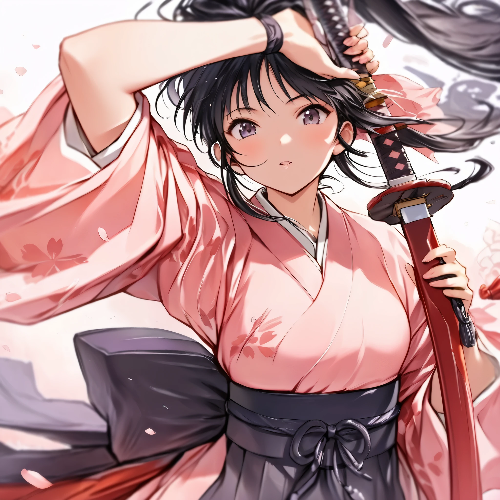 anime Japanese woman, traditional attire, sword, character sheet –q 2 –niji