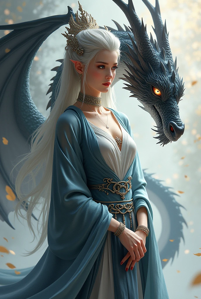 a drawing of a woman with a dragon in her hand, an airbrush painting by Joe Fenton, Artstation contest winner, fantasy art, detailed matte fantasy portrait, closeup fantasy with water magic, detailed fantasy digital art, drow, blue elf, beautiful elf with ornate robes, detailed fantasy art, astral fairy, beautiful celestial mage, beautiful faery sorceress