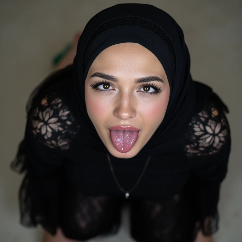 a exceptionally beautiful 34 years old (hijabi) (muslim) mom, 

1girl, ((gigantic penis:1.2)), hetero, 1boy, fellatio, oral,(black hijab), red lips,(bikini),(fishnet stockings)

((from high angle shot)),  (((seen from straight above:1.3))), (From a male point of view), solo focus, pov, (looking at viewer)

in an empty classroom

Skin texture, ultra high res, RAW, instagram LUT, masterpiece, best quality, ultra-detailed, ultra high resolution, RAW, 4k,