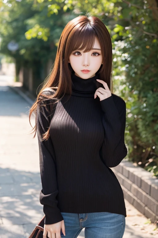 1 woman,solo,upper body,best quality,ultra high res, photorealistic,1girl, masterpiece, best quality,Small breasts,upper body,long hair
black sweater,
(looking at viewer),
<lora:mix:1>,