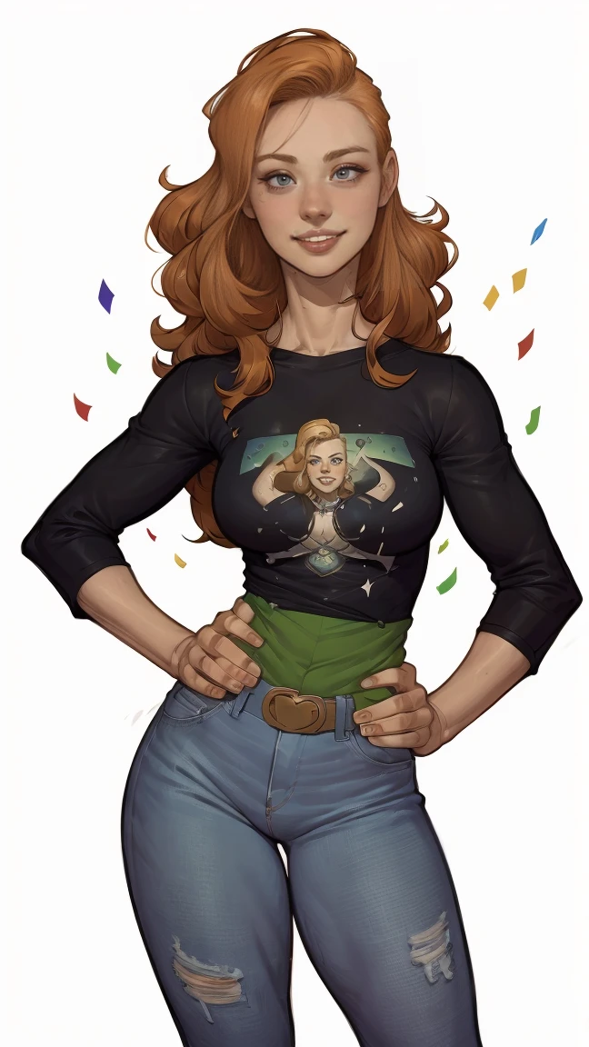  junto com o Procreate Girls Head base stamps personagem das HQs da Marvel  de 35 anos, Jennifer Connelly very long to the waist and half curly with bangs, seios pequenos, olhos grandes com um brilho apaixonado, olhos verdes mel, Um lindo sorriso, vestindo uma camiseta preta longa com um terno feminino verde e jeans, in a serious and sweet comic-style pose, alta qualidade Jennifer Connelly (estilo de desenho animado:1.2),  [(lindas mulheres de meia idade]) desenho de vestindo um moletom folgado e oversized, grande sorriso, olhos perfeitos, rosto detalhado, fundo de festa, pose divertida, olhar sedutor, confete, fundo branco simples junto com o demolidor personagem das HQs da Marvel Procreate Girls Head base stamps