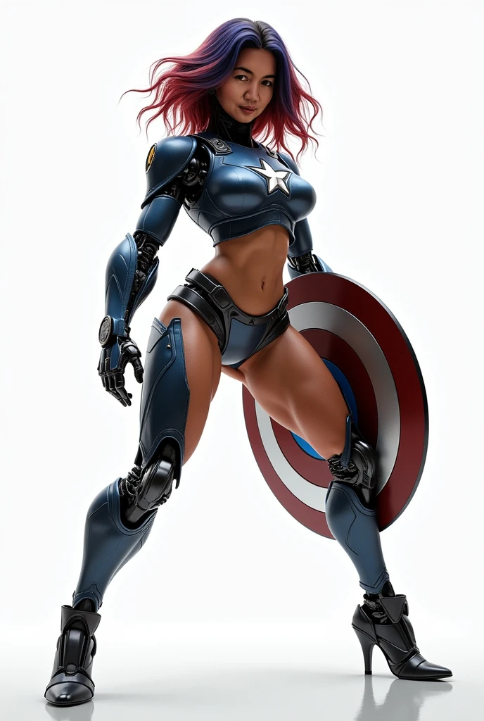 ((Jennifer Garner as Electra)), ((warrior tattoos covering entire body)), ((blue outfit)), ((very revealing outfit)),((red hair)), ((Marvel hero crossed with Tomb Raider)), ((holding a shield and sifi weapon)), ((skimpy outfit)), (Masterpiece, 4k resolution, ultra-realistic, very detailed), (City in destruction), [ ((25 years), (long red hair:1.2), full body, (green eyes:1.2), (show of strength), ((sandy urban environment):0.8)| (cityscape, at night, dynamic lights))] # Explanation: The Prompt mainly describes a 4K painting of ultra-high definition, very realistic, very detailed. It shows a superheroine. The theme in the painting is a white superhero theme, the female protagonist has long red hair, is 25 years old and her entire body is shown in the painting. cameltoe, camel toe.