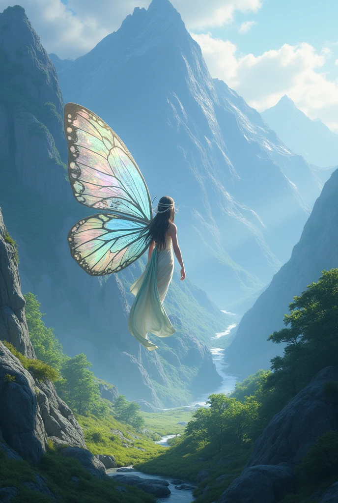 there is a fairy flying through the air with a butterfly on her back, fantasy art behance, beautiful fantasy art, very beautiful fantasy art, 4k fantasy art, breathtaking fantasy art, beautiful fantasy painting, detailed fantasy digital art, 8k fantasy art, detailed fantasy art, amazing fantasy art, artgerm julie bell beeple, fantasy illustrations