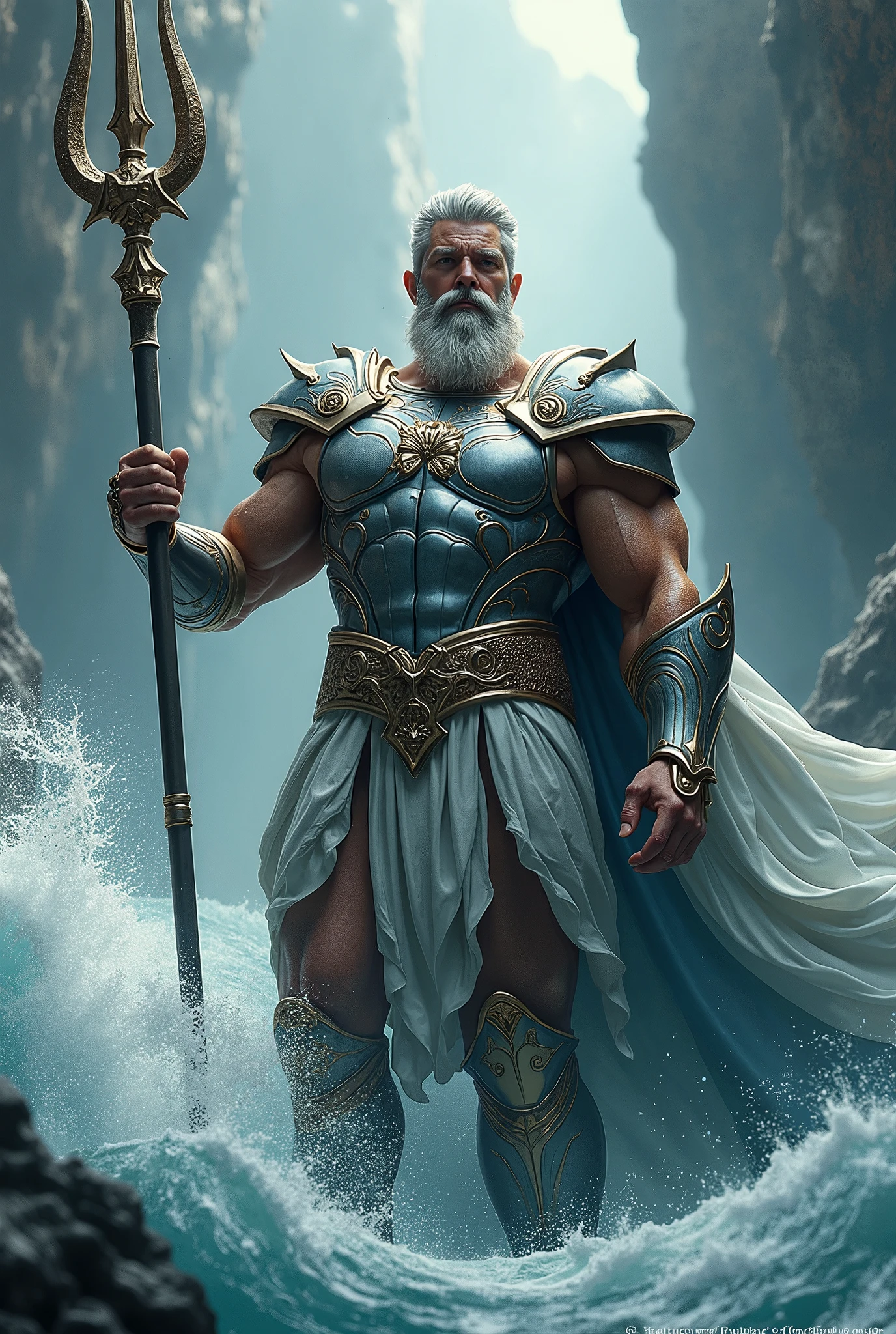 Zeus greek god as Santa Claus outfit post-apocalyptic world Ride a large, fierce, and formidable cyborg reindeer. Cross through the abandoned Atlantis empire ,a lot item around , Surreal, mysterious colorful