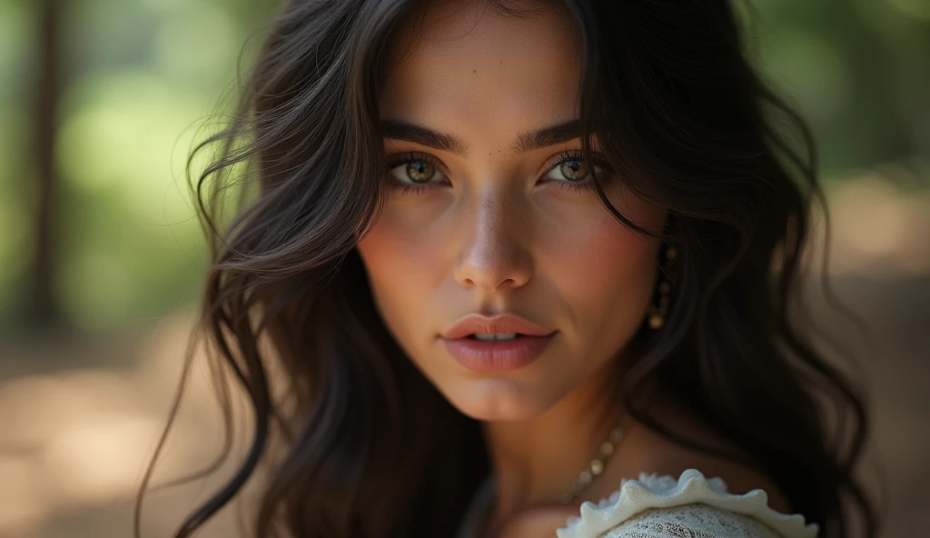 ((extremely beautiful face)), ((masterpiece)), ((sunlight through hair)), beach background, caucasian girl, long black hair, brown eyes, extremely huge breasts, blushing, looking at viewer seductively, naked, beautiful eyes, sunlight on face