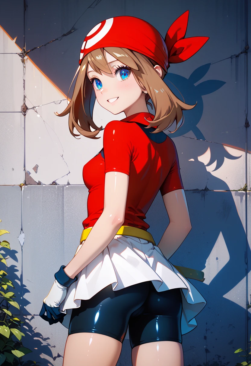 Masterpiece, Best quality, 4k resolution, beautiful eyes, Roll Caskett, <lora:rollCaskettLora_rollcaskettv1:0.5>, transparent background, roll caskett, 1girl, full body, solo, hat, gloves, smile, bike shorts, blonde hair, green eyes, belt, open mouth, holding, red shorts, red headwear, shorts, long hair, brown gloves, red footwear, leg up, standing, looking at viewer, small breasts, standing on one leg, shoes, short sleeves, :d, eyebrows visible through hair, undershirt