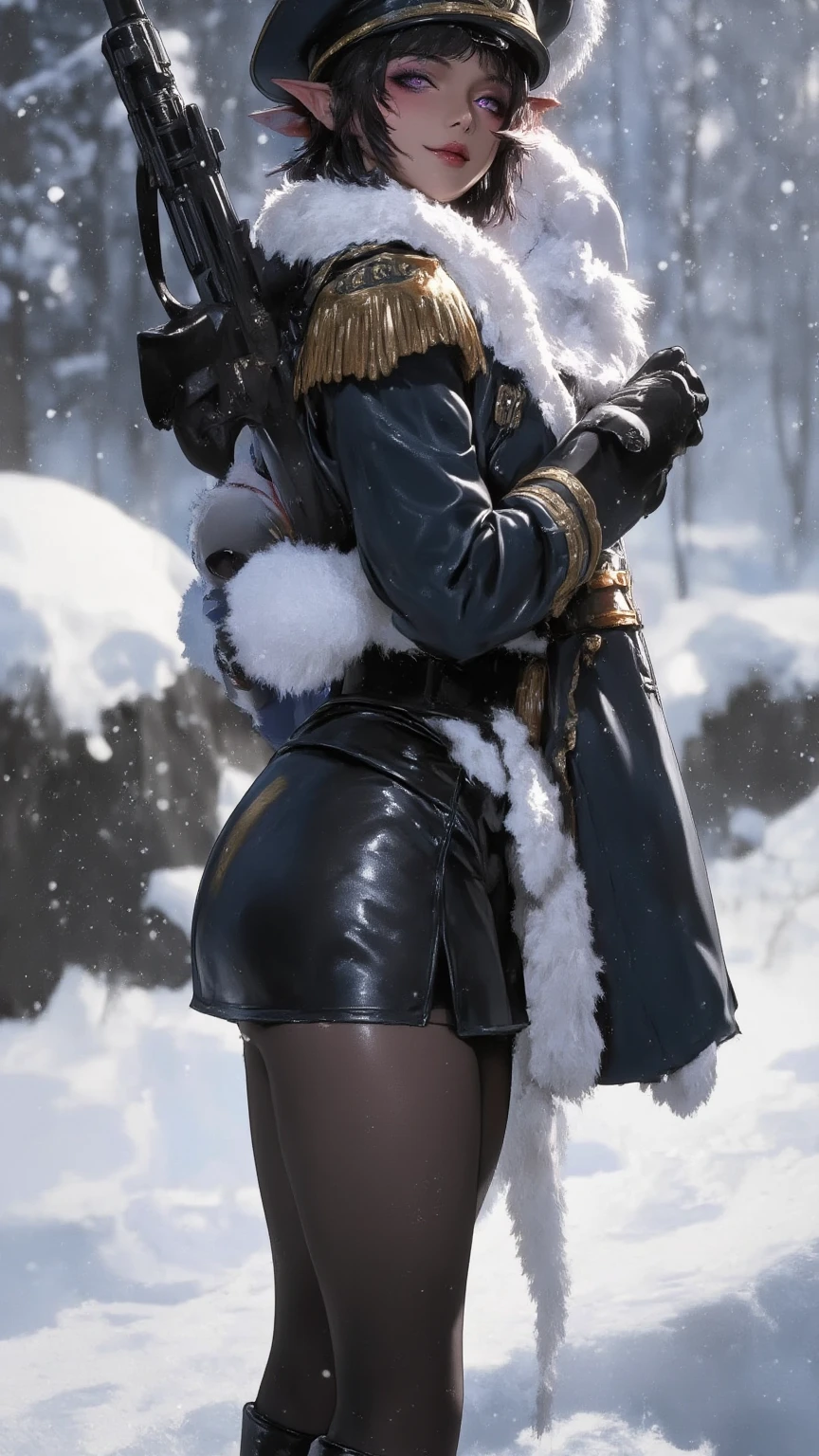 masterpiece, best quality, (full body shot,,moon),Masterpiece, 1girl, solo exhibition, beautiful woman, , beautiful goddess girl, beautiful and detailed face, porcelain skin, (((bust shot, center, blonde hair, short hair)), super soft lighting, symmetry, complexity, elegance, high detail, realism, art, concept art, Nordic female warrior, amazing body, athletic, curvy, black fur armor, snowy scenery, outdoor Nordic background, 
