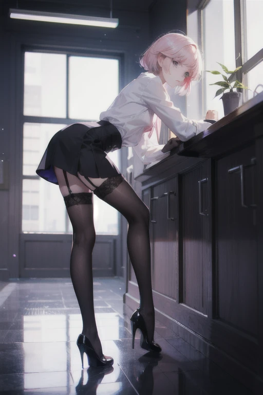score_9,score_8_up,score_7_up,score_6_up, office, very aesthetic, 1woman, goth girlfriend , solo, backless panties, underwear, panties, skirt lift, lifted by self, pussy, from below ,showing pussy,squatting, high heels, , Expressiveh