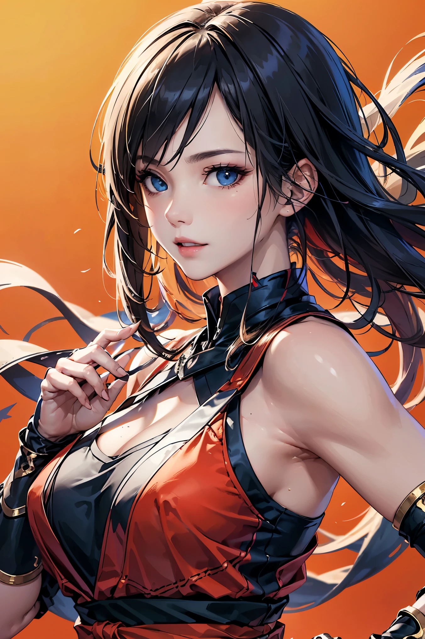 Close-up of a woman in a red and gold outfit, portrait of Chunli, portrait of Chunli, Chunli, Chunli, Chunli, Portrait of Tifa Lockhart, 8K Portrait Rendering, Katana Zero video game characters, As a Tekken character, 8k octa-rendered photo, fighting game character, Dead or Alive 6