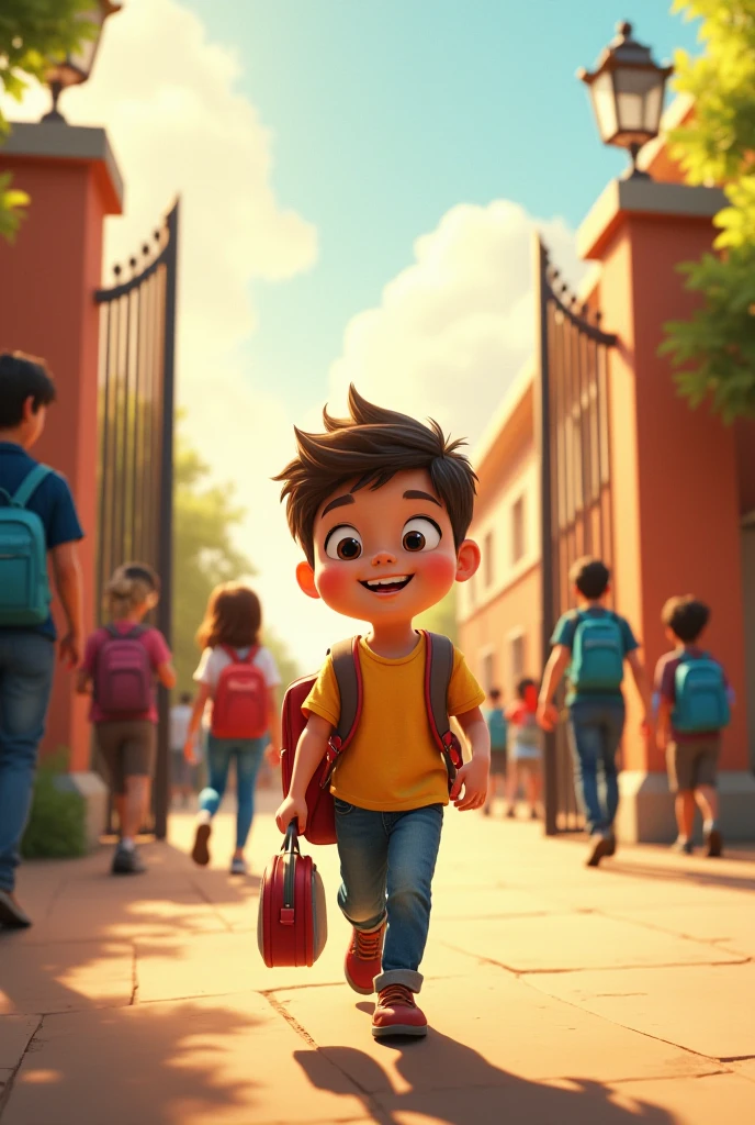 Create an image

*Scene 4: Recess and Lunch**

*Ext. School Playground - Recess*

*Tommy* plays with his friends, ensuring everyone is included in games and sharing snacks with those who forgot theirs.

**Friend 2**: "Thanks for sharing, Captain Kindness!"

*Tommy* smiles and continues to spread positivity throughout the day.