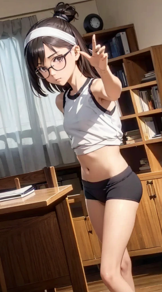 (anime girl) (cartoon) make mia khalifa swm clothes and on all fours