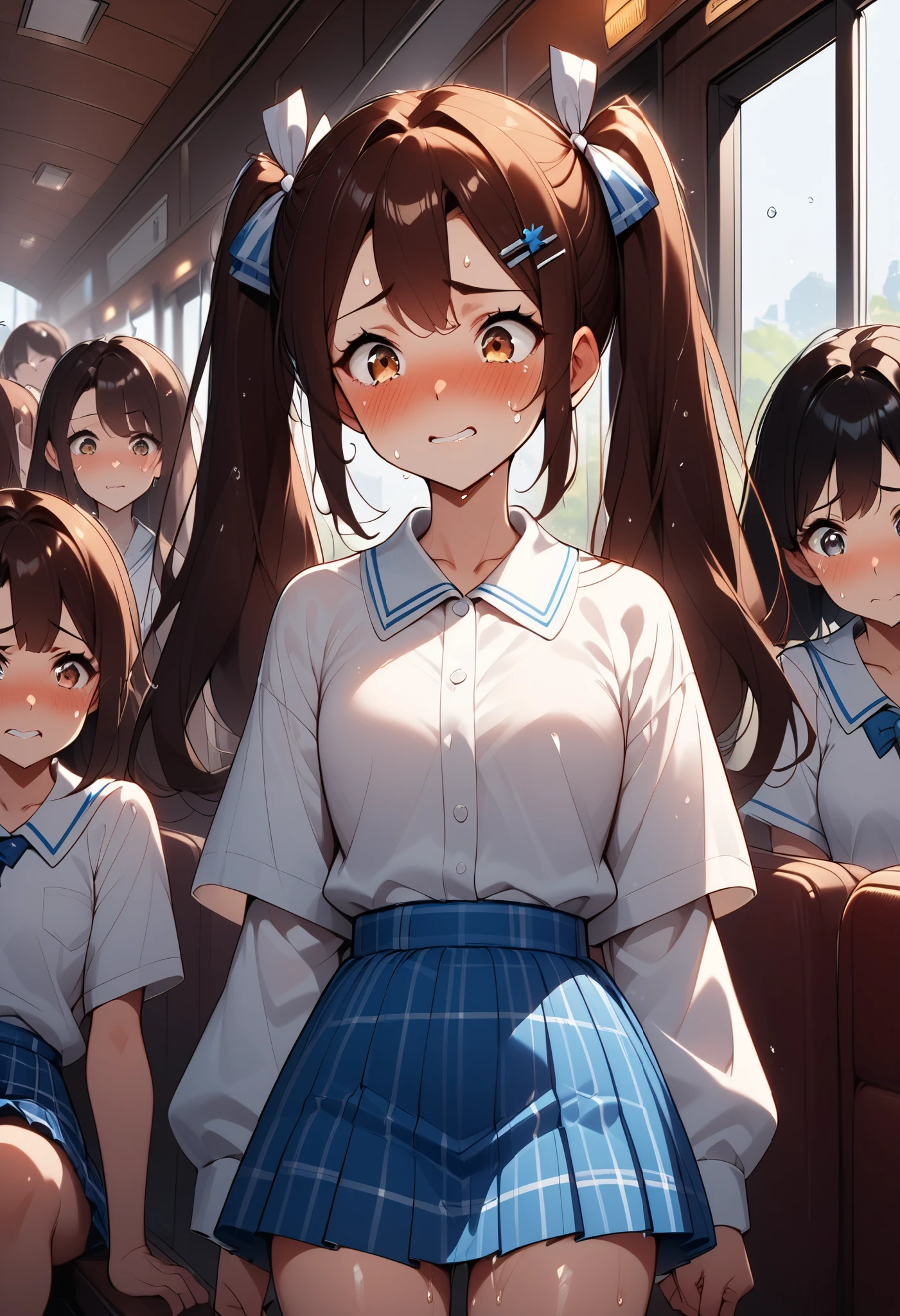 , Japanese Elemeng Sex At A Hotel , dark brown hair ,By train, straight hair, black hair, hairpin,easy-going face, white shirt blouse, sweaty , plaid skirt,Troubled smile, twin tails,,, anatomically correct , encoxada , alimon ,Feeling,Molestation,,Tilt your head back
