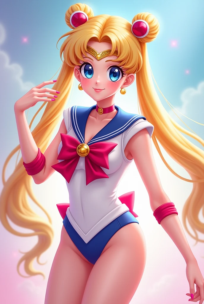 best quality, highres, masterpiece:1.2, ultra-detailed, realistic, HDR, studio lighting, vivid colors, sci-fi, portraits, Sailor Moon themed super robot, dramatic pose in space, sailor moon standing on shoulder in space suit, detailed face, elegant costume, flowing hair, glowing eyes, powerful energy beams shooting out, starry background, cosmic dust particles, dynamic composition, intense action, vibrant colors, celestial atmosphere, otherworldly lighting, ethereal glow, intergalactic adventure, heroism, mystique, majesty.