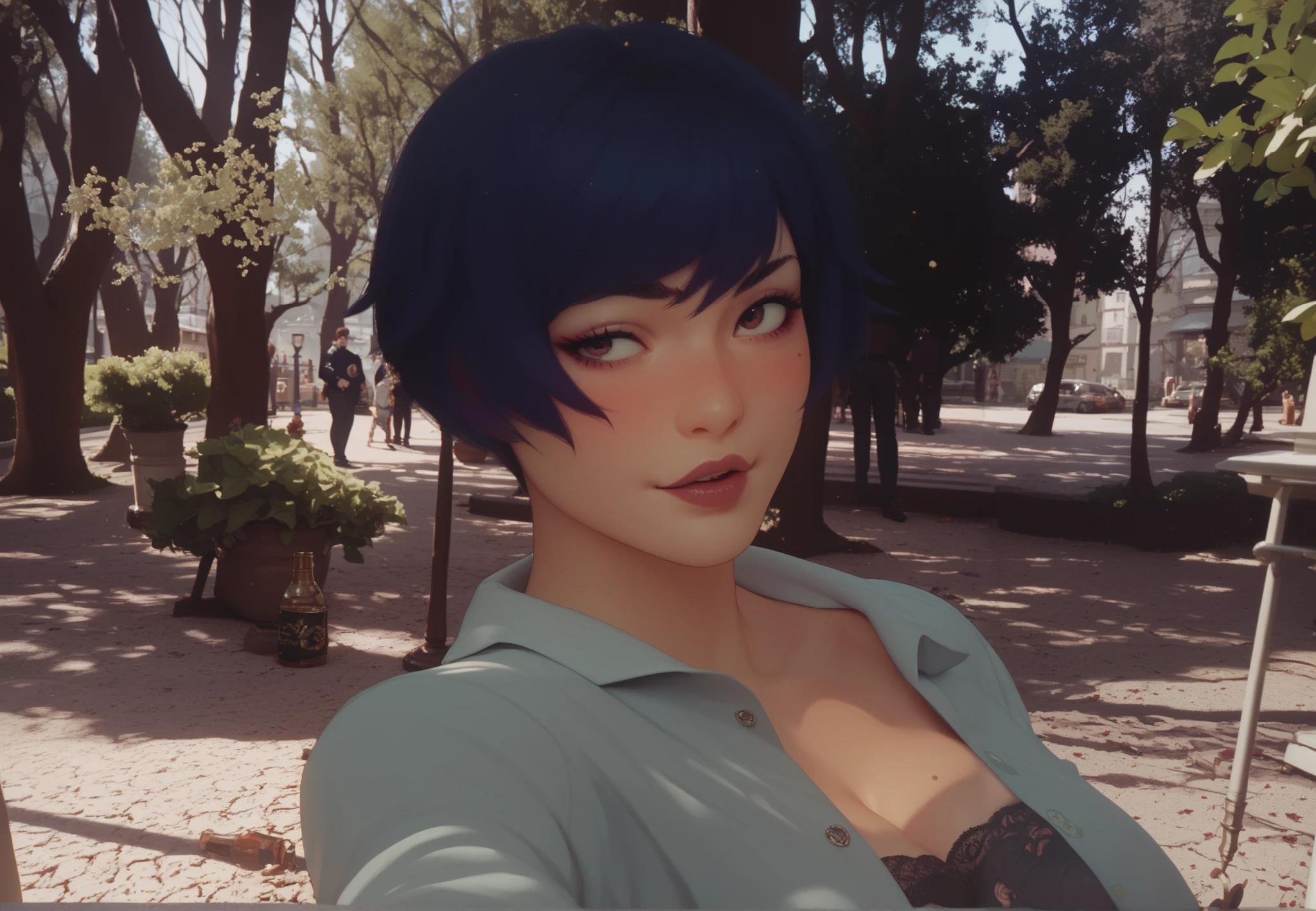 Queen Mishima, short hair, Drunk Seducer