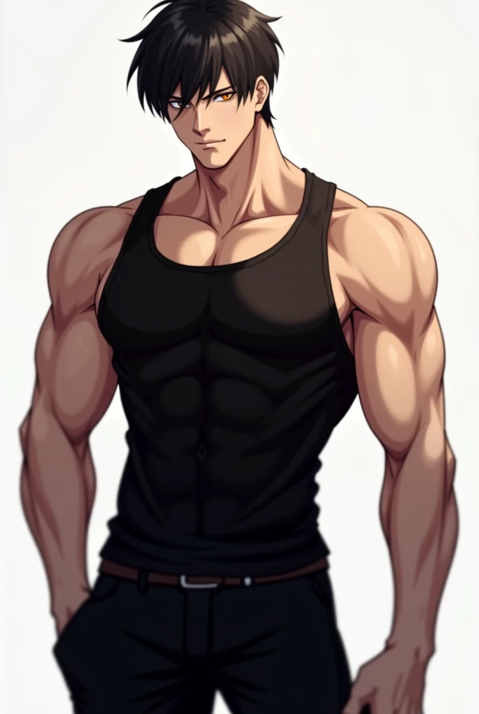 Sexy anime guy wearing vest showing his armpit hair.