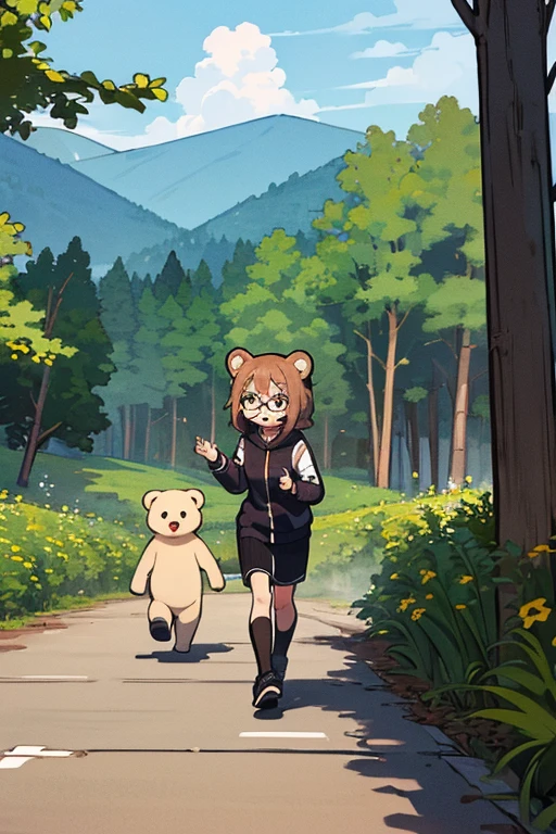 Hallucination, daydream , bokeh , One day I met a bear in the forest , Girl, run away