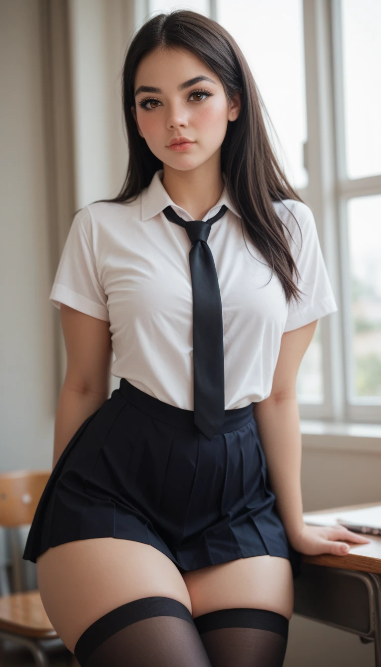 (masterpiece, Highest quality:1.2), 8k, young美しい女の子, 85mm,Official AR RAW Photos，young,Baby Face,clear,Junior high school freshman，very cute,Idol Style,student，Very short hair,10 generationsの少女 ,put your hands behind your back，young,I can see your chest,Flat Chest，Erect nipples，No makeup, Film Grain, chromatic aberration, Sharp focus, Face Light, Bright lighting, 10 generations, Detailed face, ((((((14 year old high school girl))))))、Tight waist,Delicate body,In the classroom at night，Delicate genitals，Genitals are clearly visible,young性器,Wide-open legs,Wide-open legs,Please spread your legs as far as possible，Look at my genitals,Show off your genitals,Feels good,From below,From the ground