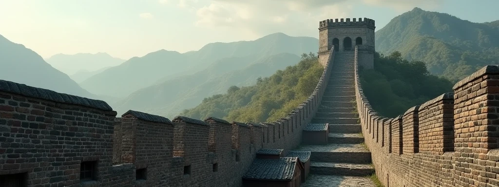 a great wall with Small Houses underneath