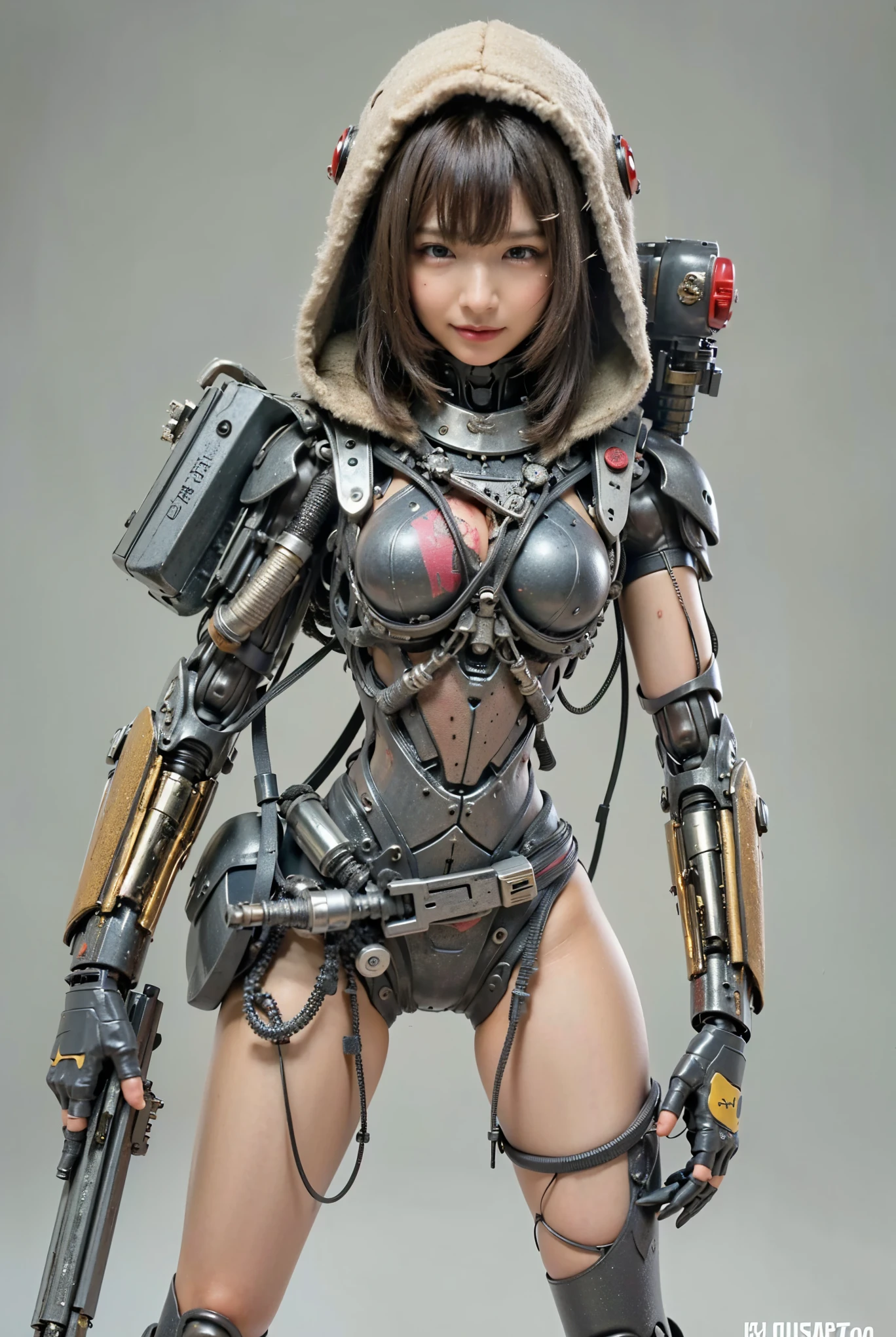 (Completely live action:1.37), (Amazingly realistic textures:1.37), (masterpiece, best quality:1.2), (8k uhd, 16k, 32k, ultra high res), amazingly realistic skin, amazingly realistic photo, superrealism, (photorealistic:1.37), (RAW photo), ultimately realistic, (ultimately realistic all details), (ultimately realistic all textures), super realistic lighting, super realistic shadow, (japanese girl:1.5), (realistic idol face), smiling, happy, super realistic face, ultimately realistic skin, ultimately realistic eyes, (mascara:1.35)ultimately realistic background, ultimately realistic detail up, (kkw-ph1:1.25), (Canon EOS R6, 85mm, 1/200s, f/5.6, ISO 1600), (tattoo), (mechanical armor:1.37), (blue eyes:1.2), (silver hair:1.3),