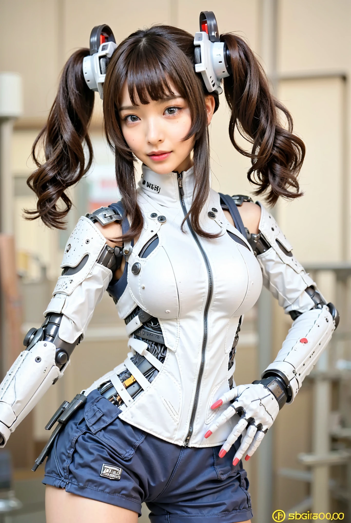 (Completely live action:1.37), (Amazingly realistic textures:1.37), (masterpiece, best quality:1.2), (8k uhd, 16k, 32k, ultra high res), amazingly realistic skin, amazingly realistic photo, superrealism, (photorealistic:1.37), (RAW photo), ultimately realistic, (ultimately realistic all details), (ultimately realistic all textures), super realistic lighting, super realistic shadow, (japanese girl:1.5), (realistic idol face), smiling, happy, super realistic face, ultimately realistic skin, ultimately realistic eyes, (mascara:1.35)ultimately realistic background, ultimately realistic detail up, (kkw-ph1:1.25), (Canon EOS R6, 85mm, 1/200s, f/5.6, ISO 1600), (tattoo), (mechanical armor:1.37), (blue eyes:1.2), (silver hair:1.3),