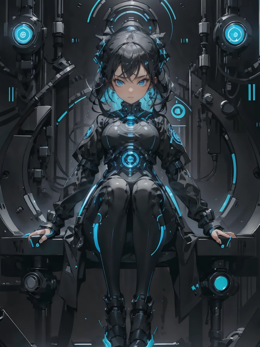 8k, masterpiece, top quality, Japanese Anime、 for women's full body ,Translucent, navy blue,  like glass , details, spherical helmet, buckle, Strap, Machine Elements ,  smooth,  like glass 質感, large amounts of small particles,  dark, blurred,  Highlights,  smooth surfaces, curve, Iridescent, monochrome, navy blue shades,  dark background, Three Dimensional, digital art , 3D renderings, Midea, visual appeal.long hard boots 、Shining Blue Eyes、 like glass curveが美しい宇宙船、Kneeling pose、Optical fiber network、Mirror-polished floor、simple background、Waves of Light、water wave 、Smoke wave、エナメル調の光沢のあるnavy blue色のボイラースーツ