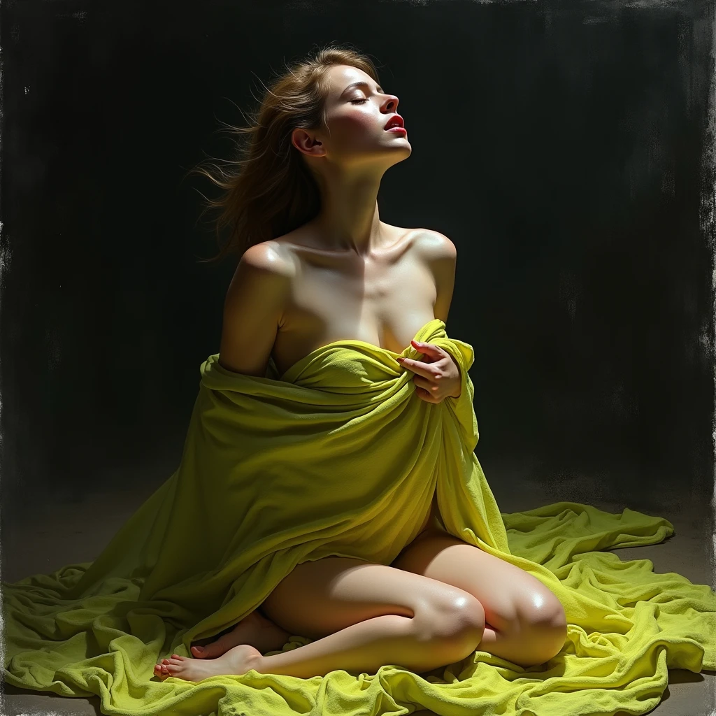 The artwork is a visual representation of Jlah Drofloh's transformative journey, capturing the essence of her story through a masterful blend of elements and symbolism.
At the center of the composition stands Jlah herself, her figure serving as a focal point and a testament to her resilience. Her body is portrayed in a way that suggests a metamorphosis, with fluid lines and ethereal qualities that evoke a sense of transition and self-discovery.
Surrounding Jlah are visual elements that represent the various stages and aspects of her life. The background is divided into two distinct sections, with one side depicting the hardships and darkness of her early years through somber colors and rough textures. This area may include abstract representations of her medical complications, mental struggles, and traumatic experiences.
In contrast, the other side of the background is filled with vibrant, luminous colors and soft, flowing shapes that symbolize Jlah's artistic and spiritual growth. This section may feature abstract representations of her talents in painting, music, and poetry, as well as her unwavering faith and connection to the divine.
A sense of movement and transformation is conveyed through the use of dynamic lines and shapes that flow around Jlah's figure, suggesting her journey from hardship to self-acceptance. These elements may include swirling patterns, gradients, and symbolic motifs that evoke a sense of emotional depth and spiritual awakening.
Jlah's face is depicted with a serene and peaceful expression, reflecting the profound sense of authenticity and rightness she experiences in embracing her true self. Her eyes may be closed or turned upward, signifying her communion with the divine and the inner peace she has found.
A soft, glowing light emanates from Jlah's figure, radiating outward and illuminating the surrounding elements. This light represents the power of self-discovery, the unconditional love of God, and the beauty of living one's truth