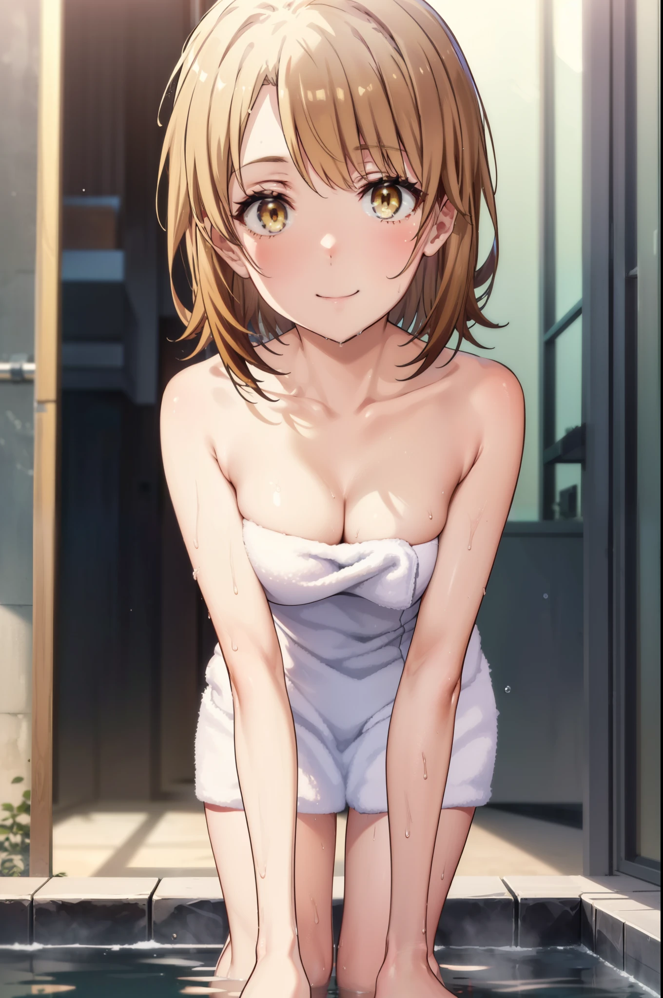 ((masutepiece, Best Quality, hight resolution, nffsw, Perfect Pixel, depth of fields, 4K, )), 1girl in, Solo, , Beautiful anime girl, Beautiful Art Style, 
very low view angle:1.3, view from below:1.5, kitchen background, 
Perfect body, smug face:1.5, shot from below:1.4, selfie, show boobs, show nipples,
isshiki iroha, short hair, medium breasts, 
Full face blush, red face, 
straight on:1.3, medium shot