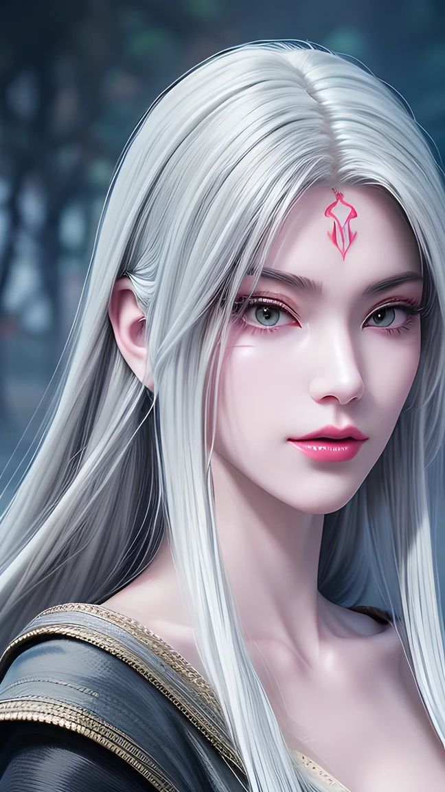 Close-up of a white-haired woman wearing a white mask, Beautiful character painting , Gu Weiss, artwork in the style of Gu Weiss, White-haired gods, author:The J, Epic Beautiful Character Art , Stunning Character Art , author:Fan Qi, by Wuzhun Shifan, Gu Weiss on pixiv artstation