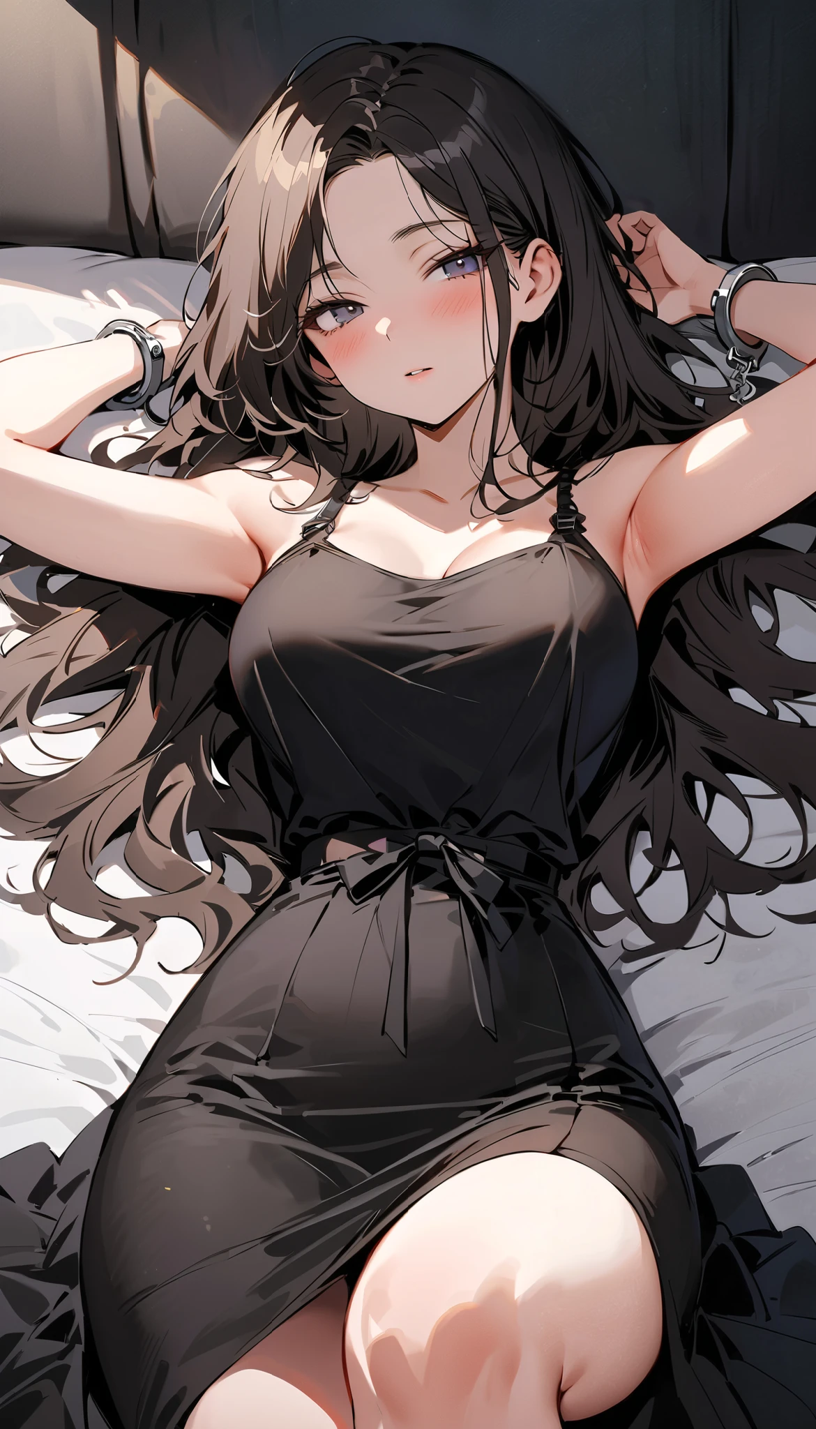 ((masterpiece,Highest quality:1.3,best quality illustration,realistic:1.3)), pov,having clothed sexn on top,cowboy shot,独奏,1woman,(Age 25nese Beauty)、brown hair,long hair,center parted bangs,brown eyes,gorgeous eyes,((very small head:1.3)),tears,crying,Heavy breathing,((very long body:1.2,skinny)),medium breasts,(ta1.5), (gleaming skin,toned body,slender body),sweat,(Sleeveless white polo mini dress)、vagina、vaginal peneampie:xcessivelying,opread legs,Simple bed、Sie hotel bedroom、Monsfw,