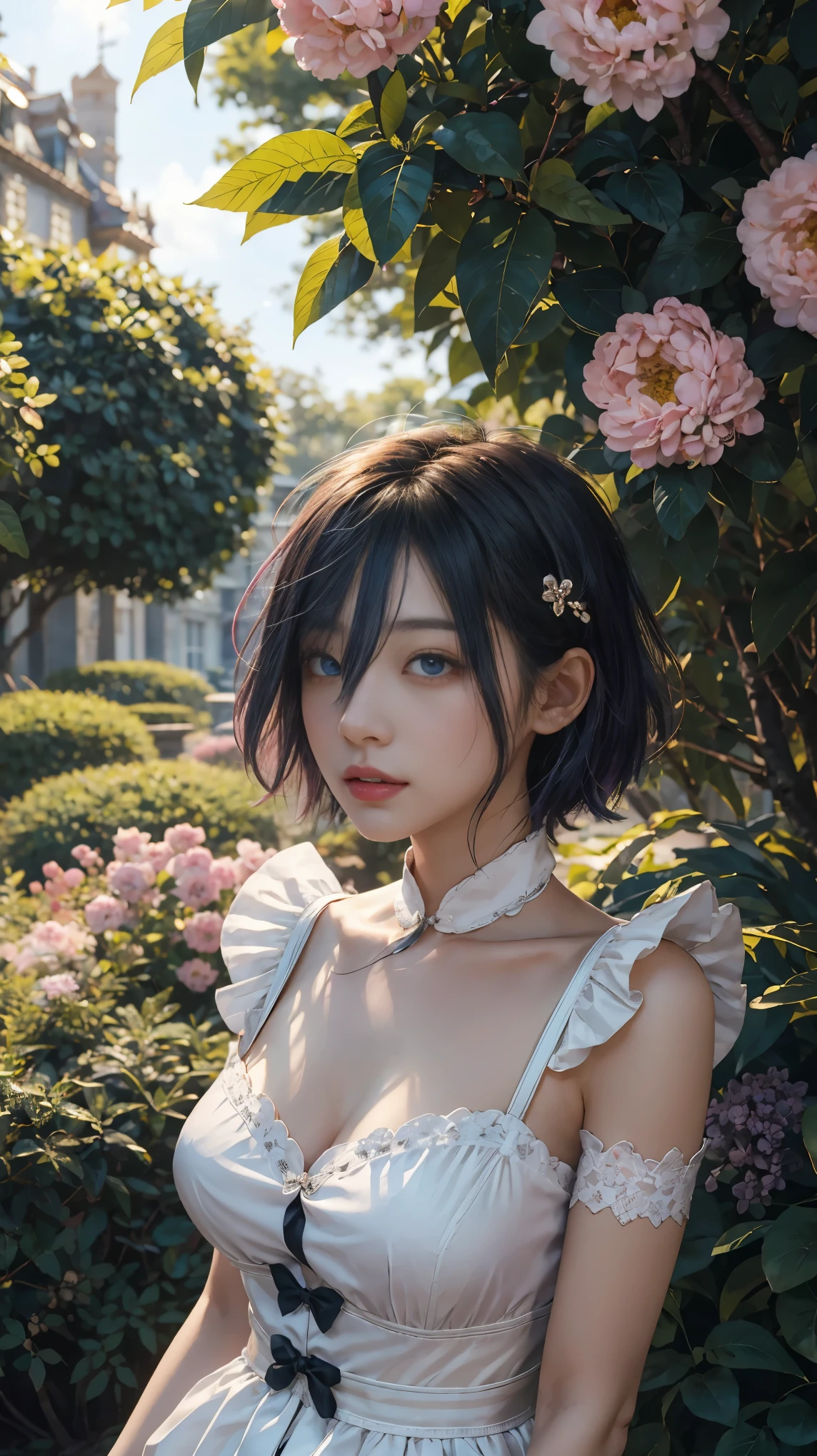 (photorealistic:1.4),best quality, ultra high res, higly detailed,
4k, instagram,
blurry background,
bug, butterfly, grass, hydrangea, leaf, mushroom, nature, plant,fantasy world,
<lora:gwendolynOdinSphere_09:0.7>Gwendolyn, hip feathers, strapless dress, crown, detached sleeves, choker, armored thigh boots, feather hair buns, holding polearm,
virtualgirl-Rin,small breasts,bob hair,(2 tone hair:1.3), blue eyes, black choker, (white hair), black hair,
<lora:virtualgirlRin_v20:0.2>