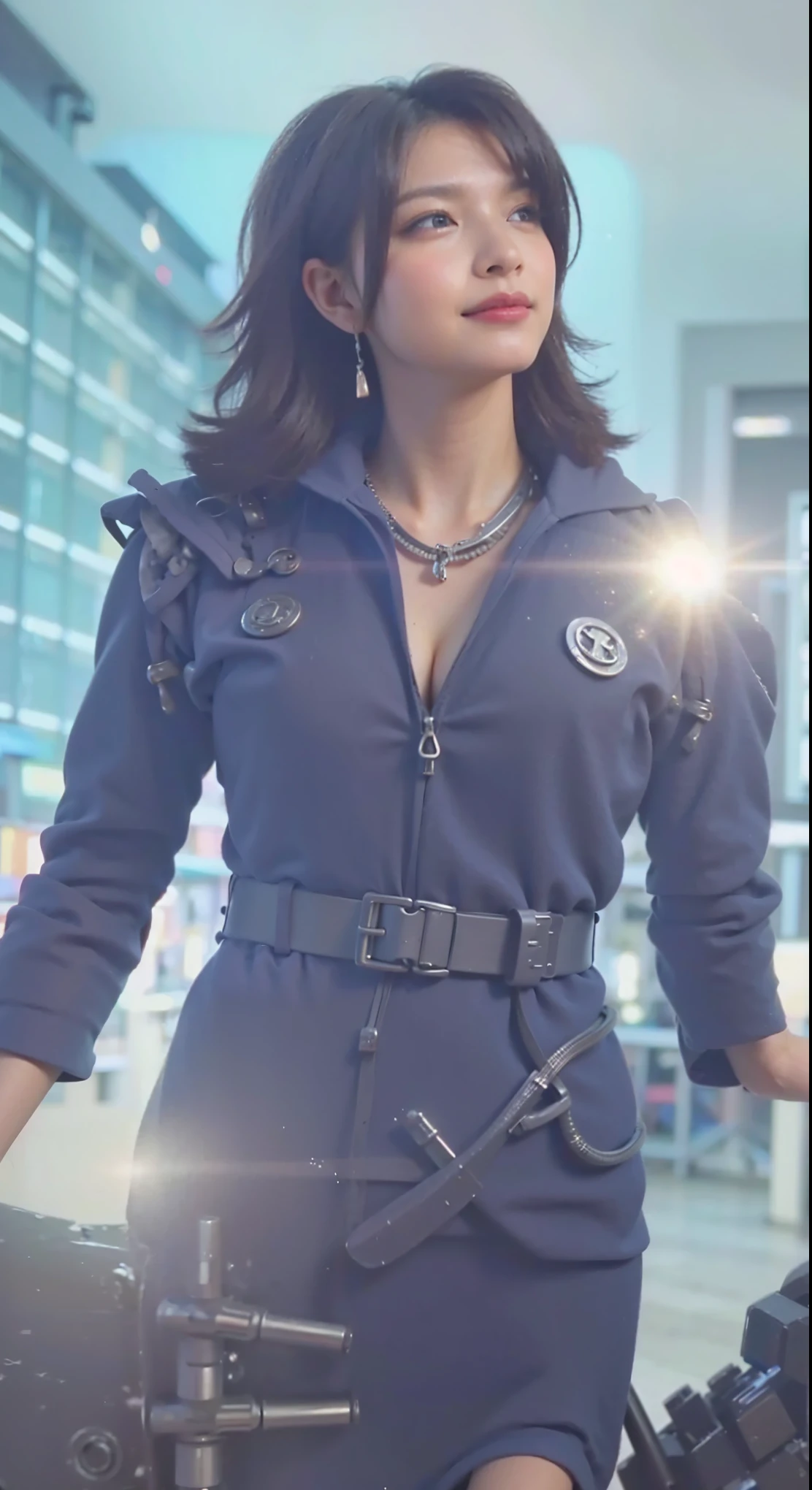 (Completely live action:1.37), (Amazingly realistic textures:1.37), (masterpiece, best quality:1.2), (8k uhd, 16k, 32k, ultra high res), amazingly realistic skin, amazingly realistic photo, superrealism, (photorealistic:1.37), (RAW photo), ultimately realistic, (ultimately realistic all details), (ultimately realistic all textures), super realistic lighting, super realistic shadow, (japanese girl:1.5), (realistic idol face), smiling, happy, super realistic face, ultimately realistic skin, ultimately realistic eyes, (mascara:1.35)ultimately realistic background, ultimately realistic detail up, (kkw-ph1:1.25), (Canon EOS R6, 85mm, 1/200s, f/5.6, ISO 1600), (tattoo), (mechanical armor:1.37), (blue eyes:1.2), (silver hair:1.3),