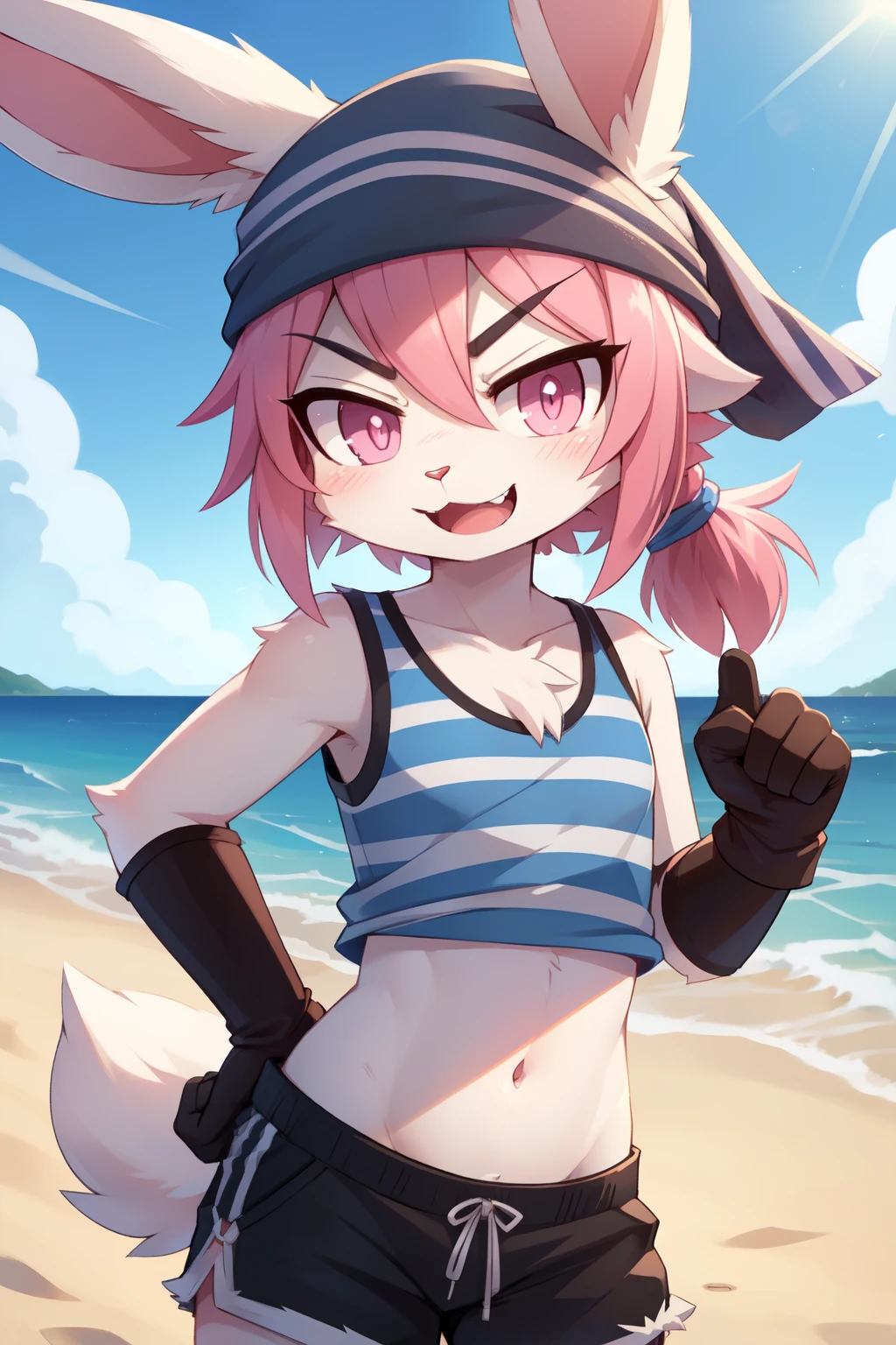 1girl, mlsn, pink fur, bob cut,pink hair, blue eyes, hat, coat, hands on own cheeks, upper body, lower boddy, wet vagina, leaking pee