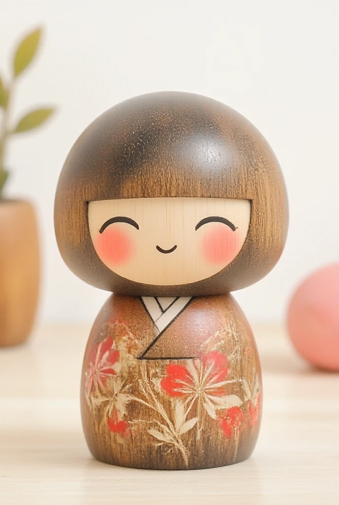 a cute kokeshi, smiling