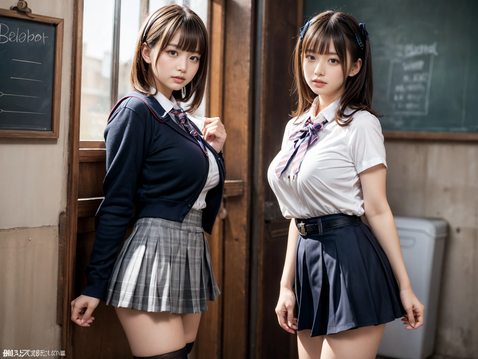 (Best Quality,8K,High resolution,realistic pictures:1.2),(cute girls,one girls,gravure idols),18-year-old,bob cut,Blunt bangs,thin waist,shiny skin,(school uniform,very short pleated miniskirt:1.3),(night time,In the underground passages:1.2),panty shot,Looking at viewer