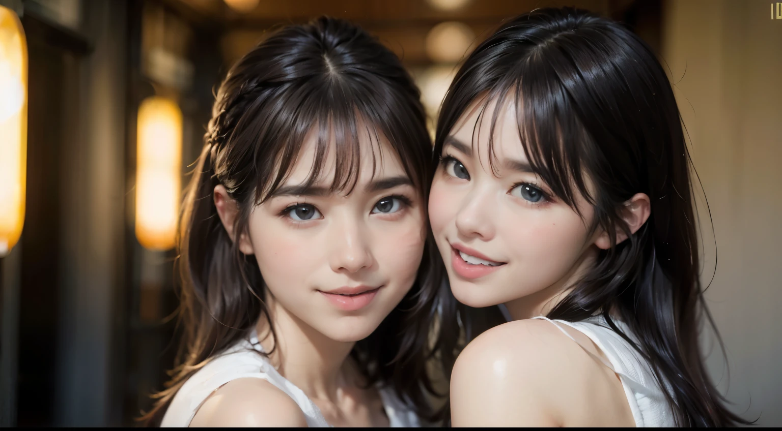 ultra-detailed 、Soft light、Japan Girl、japanes、cute little、solo、Beautiful detail sky、(((A dark-haired)))、red blush、pink cheek、(Face shy:1.15)、Beautiful delicate eyes、beautiful delicate nose、(Middle hair:1.5)、visible、(A dark-haired)、(a short bob)、tthin eyebrows、((Upper body naked))、Facing the front、Slouched、Arms are spread)))、(Very cute woman in white silk thread micro bikini))、8k、Raw photography、(highlydetailed skin:1.2)、(Pubic hair shows through:1.4)、(Exposed back:1.5)、(exposed shoulder:1.1)、(Exposed crotch:1.5)、(top-down view:1.5)、a picture、masterpiece、top-quality、(beautidful eyes、Beautiful Japan girl with dark hair、 completely soft chest and white skin,,,,,,,,,,,,,,)、((( colossal tits:1.5)))、((Very soft breasts))、hyperdetailed face、A detailed eye、Pubic hair shows through、((no closeup))、(8k、Raw photography、top-quality、masterpiece:1.2)、 ultra-detailed 、ultra res、(hyper reality、) ultra-detailed 、ultra res、(realistic、Real Photographics:1.47)、(Two people hugging each other)Leaning closer、(Fantastic lighting)Hugging、Movie Lighting、white skin、Fair-skinned female student、An ultra-high picture quality、Stylish lighting、Beautiful schoolgirl reflected in the light、amazing detailed、Beautiful girls in very detailed、Faces with different patterns、Different face patterns、Each hairstyle has its own characteristics、Color々Hairstyle、Color々Hair color、Circle of Angels、Super good friend、Good schoolgirl is playing、Having a conversation in a classroom at school、Brown hair shining in the light、One has a ponytail、、Modern cute high school girl、extra detailed face、extremely detailed eye、Very realistic skin、 extremely detailed fingers, highly detailed nose, highly detail mouth, highly detailed back ground,After school、Smiling school girls are gathered in the hallway of the school。They are hugging each other in uniform、famous Japan idol, cute little, Realistic body, white skin, glistening skin, Slim body, Long straight hair, two young women in school uniforms hugging each other in a hallway,
