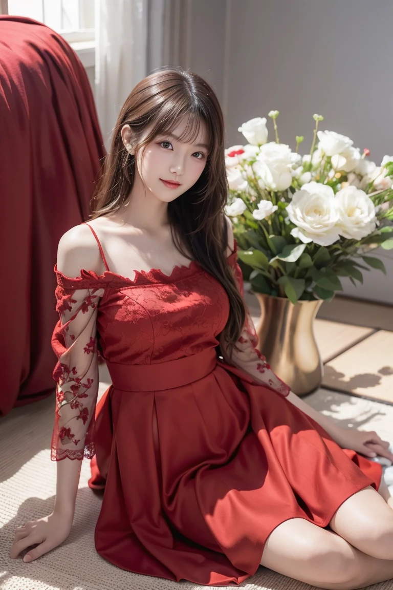 ( (8K:1.27), Best quality at best, tmasterpiece, 超高分辨率:1.2) ，photore，Beautiful Chinese woman ，(big breasts beautiful:1.1) ，(sci-fi warrior woman:1.1)， Space warriors,  (Silk clothes:1.21)，wedding gown， Greg Rukowski and Alphonse Mucha designed intricate elegance、fanciful、the detail、geomerty、Gradient lighting，ssmile，Fine jewelry，( (8K:1.27), Best quality at best, tmasterpiece, 超高分辨率:1.2) photore，Beautiful Chinese woman (big breasts beautiful:1.1) (The clothes ar:1.21) ，ellegance、fanciful、the detail、geomerty、Gradient lighting，1girll， Delicate skin， looking at viewert， Brown eyes，ssmile ，（fashion hair：1.2）， （Large breasts：1.0）， （medium areolae：0.8）， （realisticlying：1.4）， （Best picture quality：1.0）， （超高分辨率：1.0）， 8K， RAW photos， （tmasterpiece：0.2）， （PureErosFace_V1：0.5）