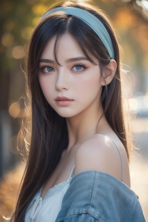 (best quality,realistic,ultra-detailed),faded blue clothes,breasts exposed,portraits,natural lighting,vivid colors