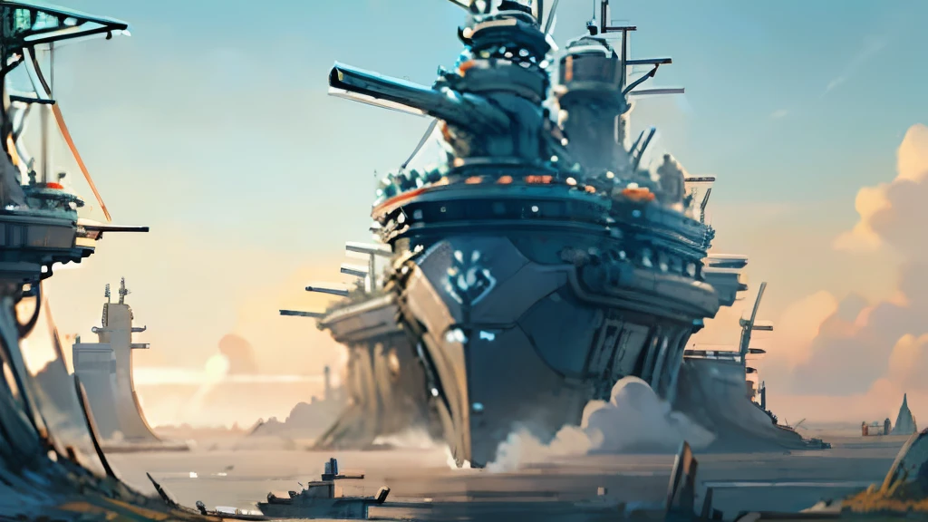 (( Soratrobo's Worldview )),(Sky Island),sea of clouds, Graveyard of Air Battleships ,sunset, Iron Rust Is Decaying,(Floating in the air),wreckage,Slam Style ,