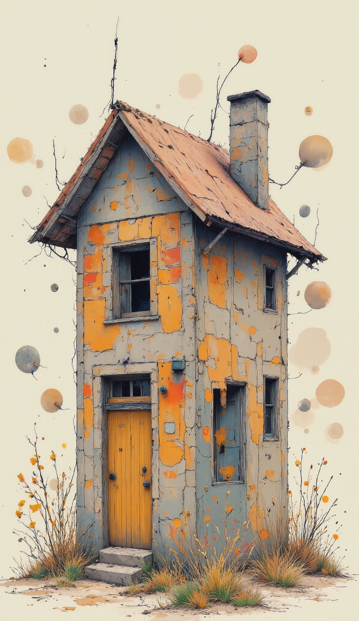 a small house, unfinished sketch,  watercolor on paper , ( Simple background :1.2),  ,  photorealistic ,  masterpiece, 8K,  vibrant colors,  natural lighting , soft tones, warm palette, cozy atmosphere,  architectural details ,  Textured brush strokes, impressionist style,  atmospheric perspective , minimal design 
