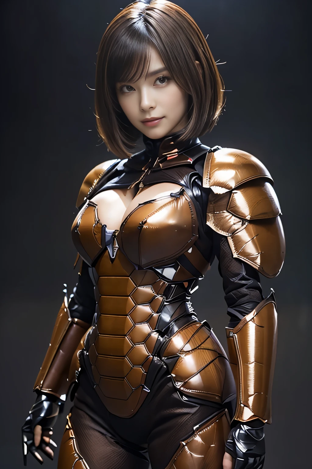 (high resolution,masterpiece,best quality,extremely detailed CG, anime, official art:1.4), realistic, photo, amazing fine details, all intricate, gloss and shiny,awesome many layers, 8k wall paper, 3d, sketch, kawaii, illustration,( solo:1.4), perfect female proportion,villainess, (fusion of dark brown cockroach and lady:1.4), (brown cockroach form lady:1.2), (brown cockroach lady:1.2), (fusion:1.2), (solo:1.4), (evil smile:1.2), muscular, abs, (cockroach brown exoskeleton bio insect suit:1.4), (cockroach brown exoskeleton bio insect armor:1.2), (brown transparency cockroach wing:1.4), (brown cockroach antennae:1.3),