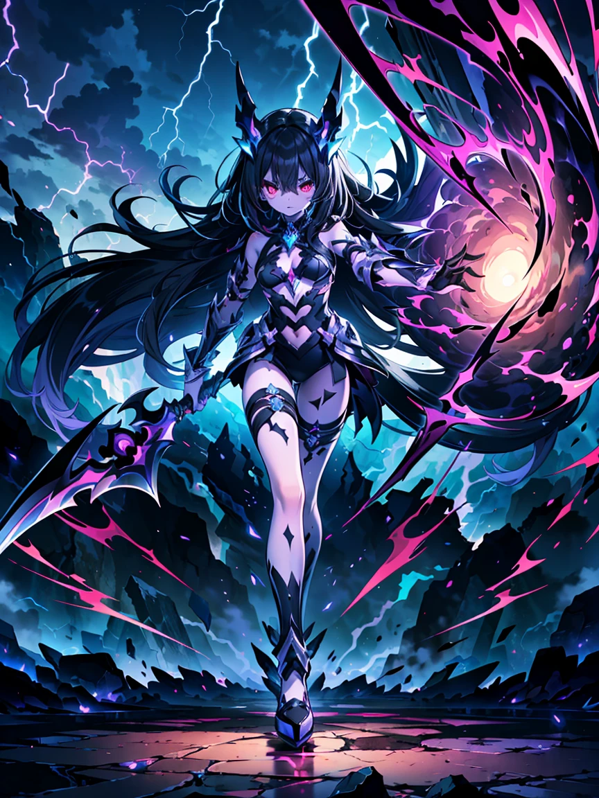 Scarlet and darkness blend into an energy body under the purple light.,This energy body gave birth to a scarlet-eyed monster.,Dark and Purple,fear,The Power of the Evil God,nightmare,nightmare,Monster Master's Energy Spirit Little