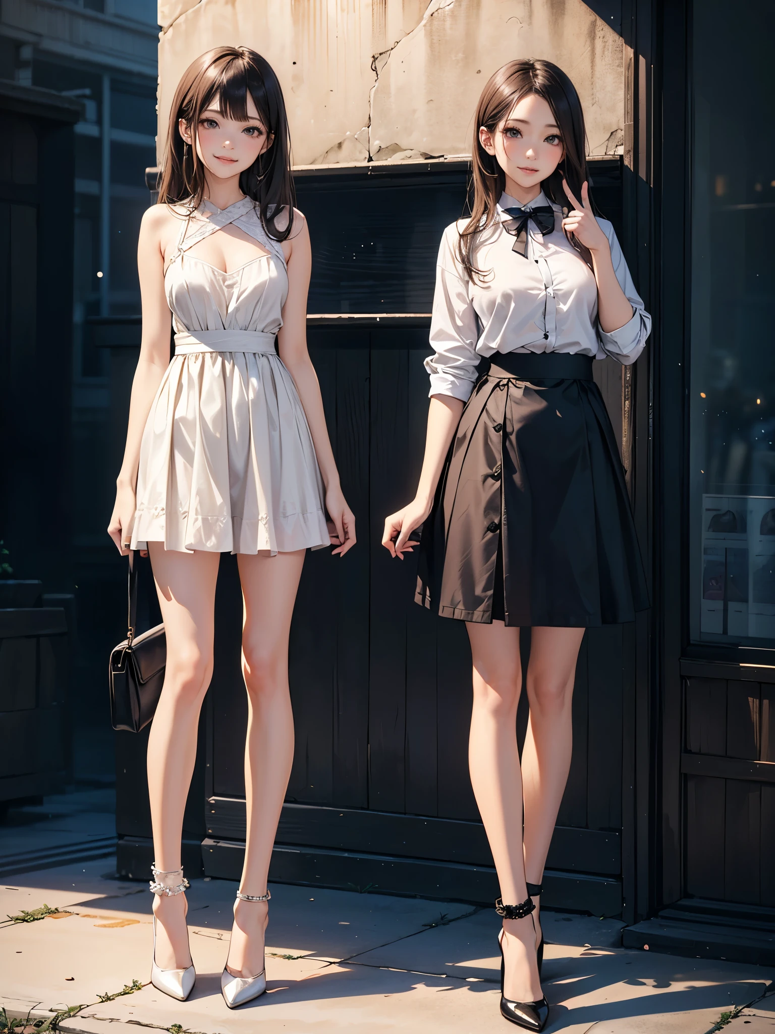 ((Biologically correct limb count))、((Full Body Shot, Full-body photo including face、Head to toe photos))、4K、(masterpiece:1.3)、((Symmetrical facial features))、Eyes of meticulous depiction、beautiful 、Excellent style、((skirt、See-through shirt with embroidered lace on the chest、High heels with anklets))、Detailed Description、shopping、(Married Woman:1.5)、sex appeal、Alluring、Handbags、Earrings、necklace、Looking up、(male:-0.5),(multiple:-1)