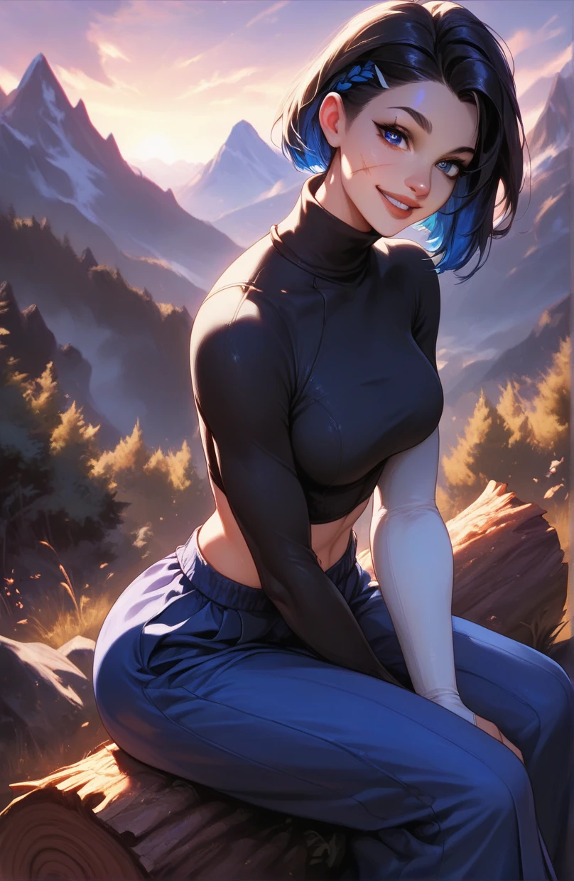((gorgeous girl, sitting in a squat position, the girl has curvy body, wide hips narrow waist big breast, background of a super detailed street with trees and aesthetic path to a mountain, wearing super tight transparent black leggings and a black tight tank top))) ((ultra high quality, masterpiece, cozy vibe, modern background, ultra high resolution, ultra detailed, ultra detailed clothes, ultra detailed character, ultra detailed face, ultra detailed eyes, ultra detailed mouth, ultra detailed hairs, ultra detailed background, best quality, highest quality, ultra vibrant, ultra sharp, ultra crispy, ultra clear, ultra sharp focus, intricate details, ultra detailed depth, ultra detailed darker parts and lighter parts, ultra detailed objects, ultra detailed background objects, ultra detailed colors, ultra detailed lines, ultra detailed textures, ultra detailed physics, ultra detailed expressive image, amazing scenery, amazing view, golden ratio, breathtaking beauty, eye catching, ultra detailed amazing scenery, cozy scenery, correct anatomy, perfect anatomy, detailed molecules. detailed atoms, high quality shadow, high quality contrast, high quality vibrancy, background that complements the image’s aesthetics))