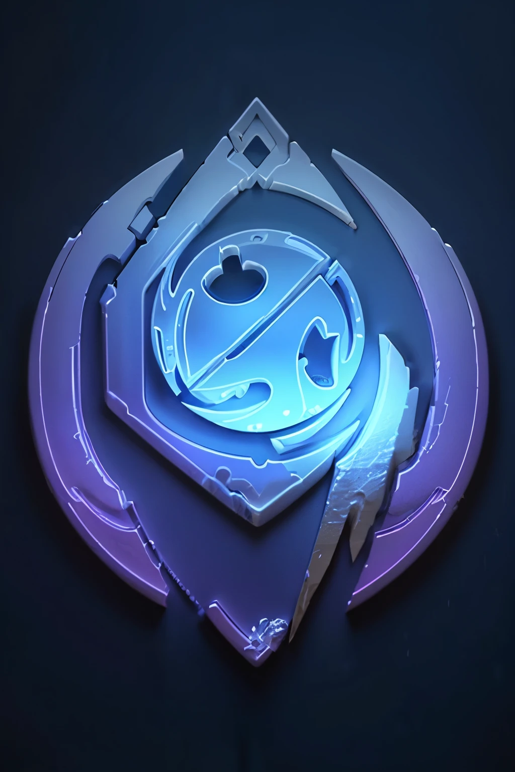 a logo using a very simple ice cube for a faction in an RPG world, ice emblem, only blue color, powerful, quiet, Passive clothing , ILM, symmetrical, chic,  high quality, with a white background