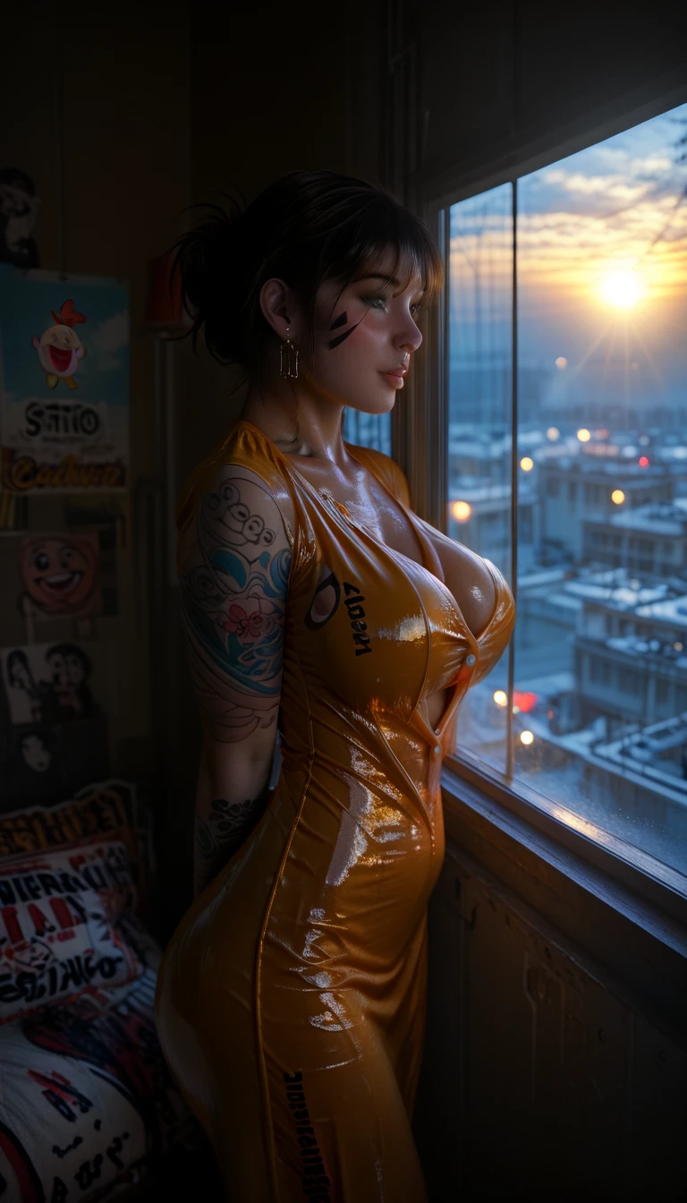 NSFW, Nude, Sex, ((sexy pale skin, green eyes, (afro curly hair) girl in dark futuristic room in starcraft)), fetish, nyples, , revealing her breasts, harajuku girl make-up, tattoos, massive camel toe exposed, large shiny breasts exposed, appearing naked, long curly afro hair with bangs, six pack abs, fit, (8k, RAW photo, photorealistic), (lipstick, ultra high resolution, depth of field, ray tracing, chromatic aberration) Staring at the viewer, sexy pose, no shirt, no pants, breasts visible, solo, perfect hands, perfect feet, large ass, massive legs, big bimbo lips, perfect body, hyperrealism, high resolution, she is wet