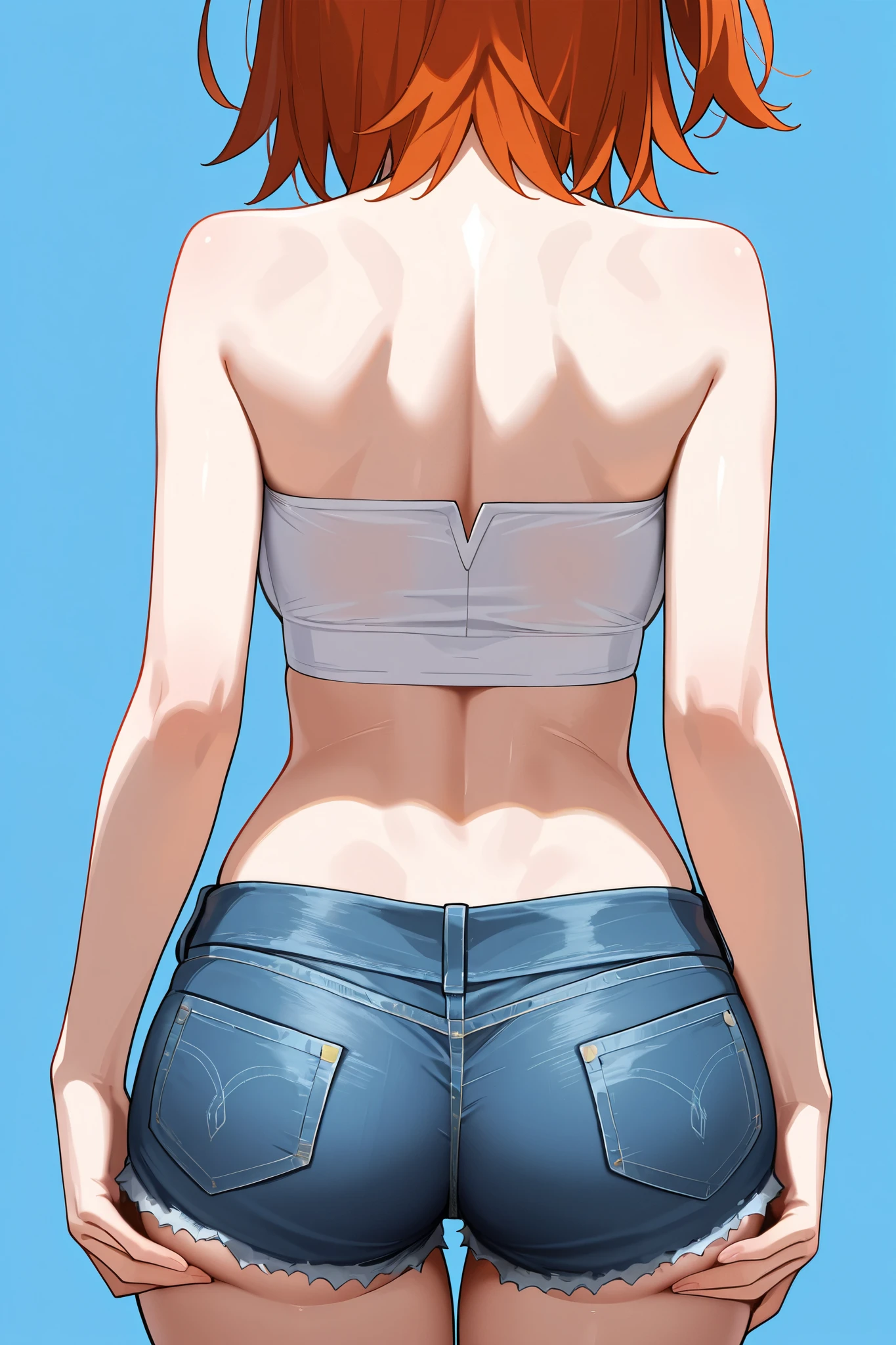 blonde woman in white bra and white cotton panties, anime art style, intricate details, turnaround