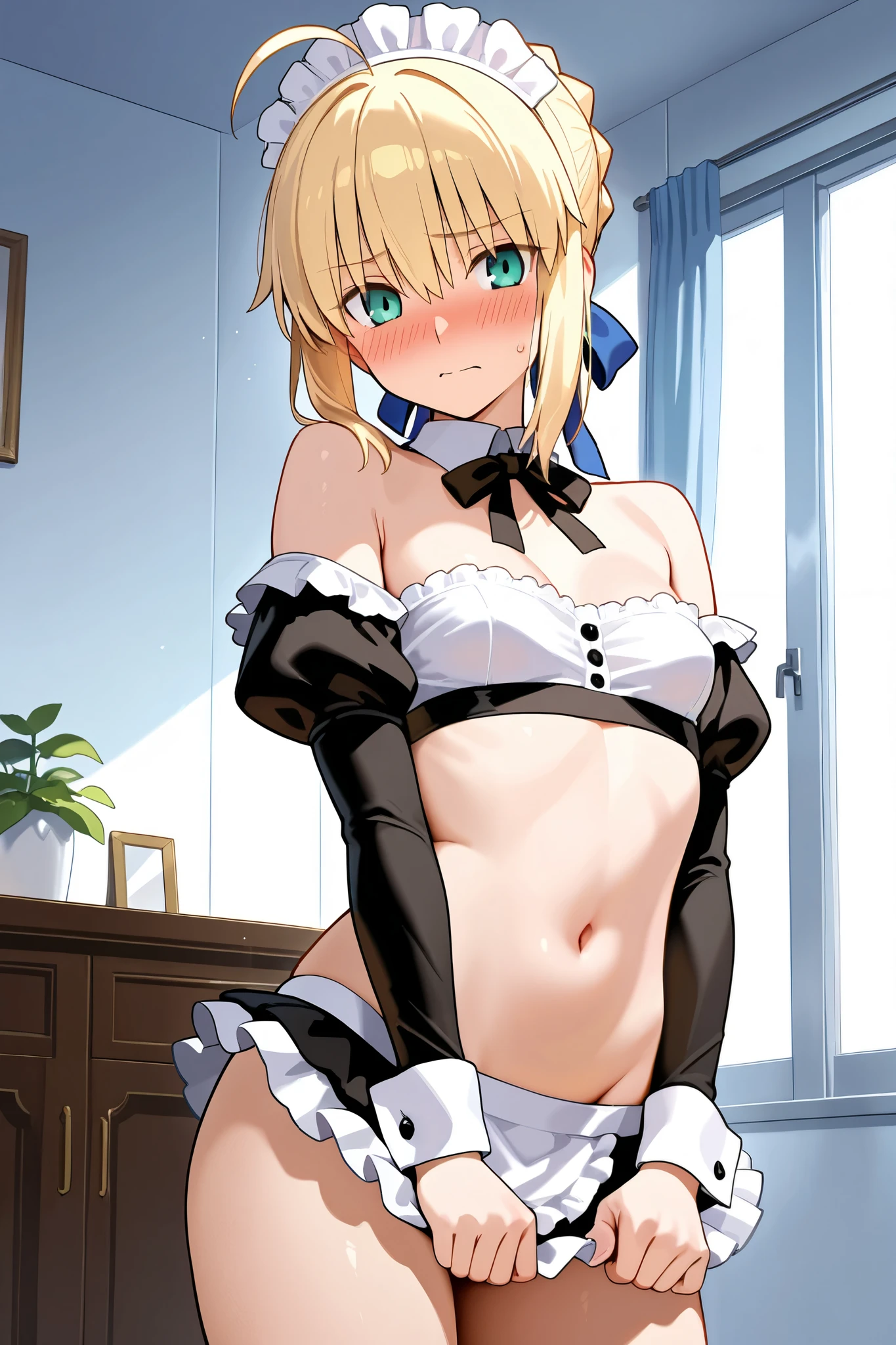 Maka Albarn ,pose sensual, super horny look, maid dress