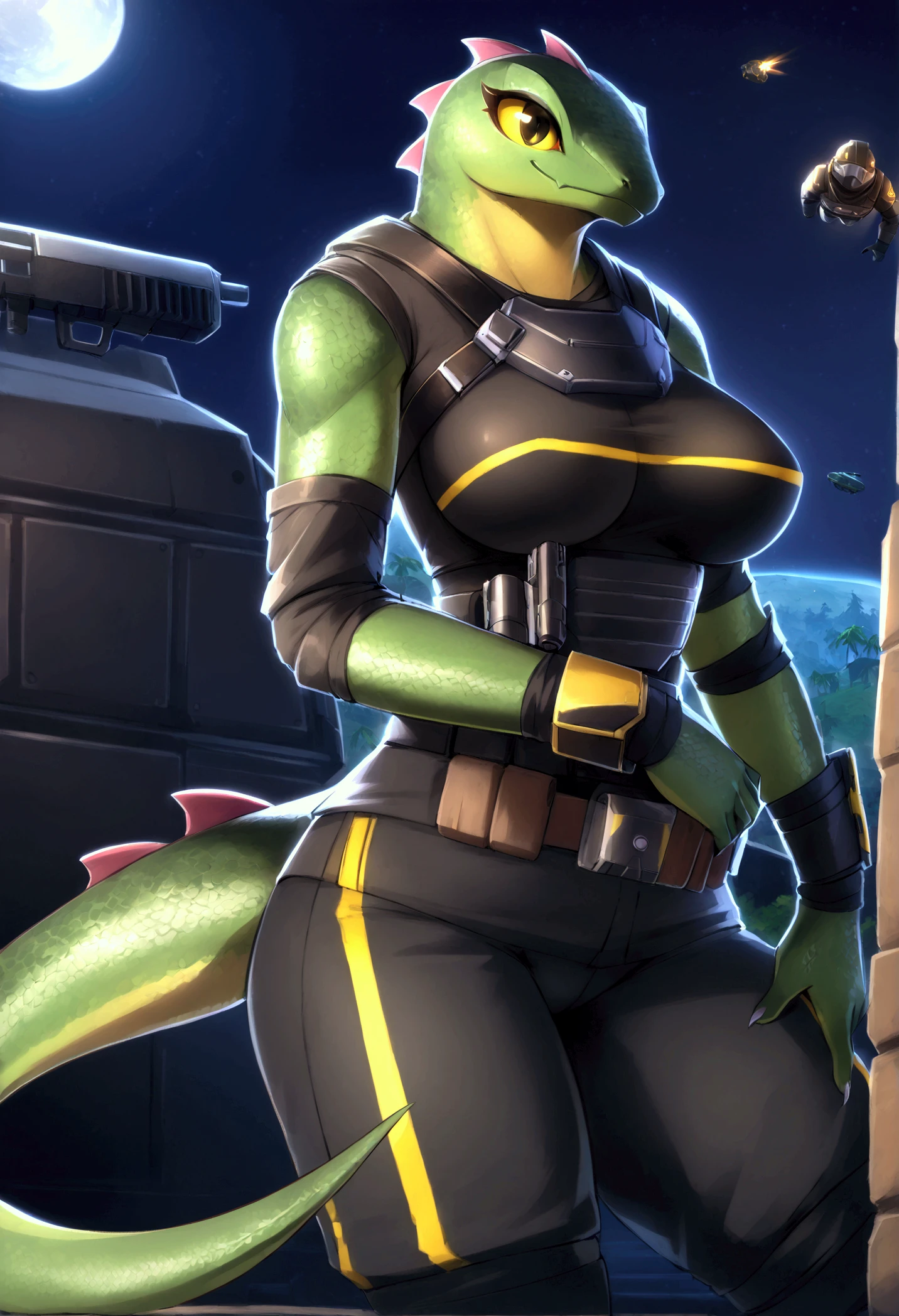 uploaded on e621, explicit content, 3d:0.4, (bastika, cutesexyrobutts, hioshiru), female, solo, rayquaza, alleyway, graffiti, worn brick walls, piping, leaning on wall, black choker, medium breasts, eye shadow, full body portrait, closeup, on knees, legs spread